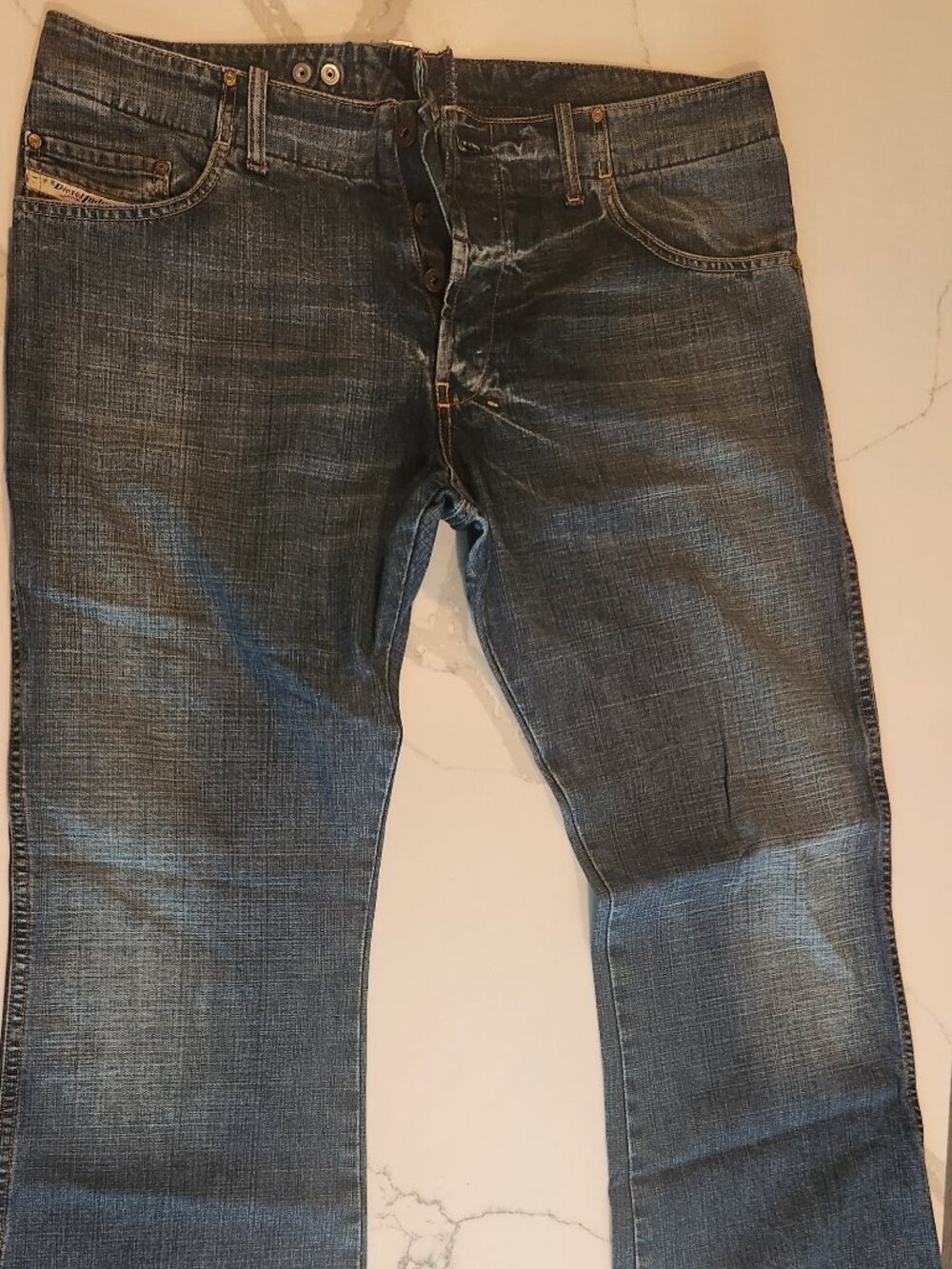 Diesel Industry Men's Vintage Bootcut Blue Denim Jeans Button Fly Size 34